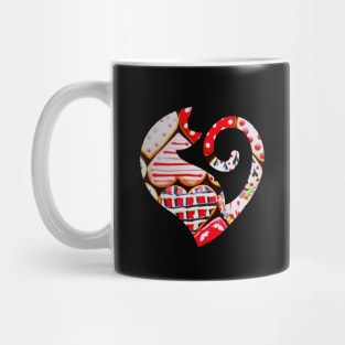 Cute Valentines Day Cat with Red Heart Cakes Mug